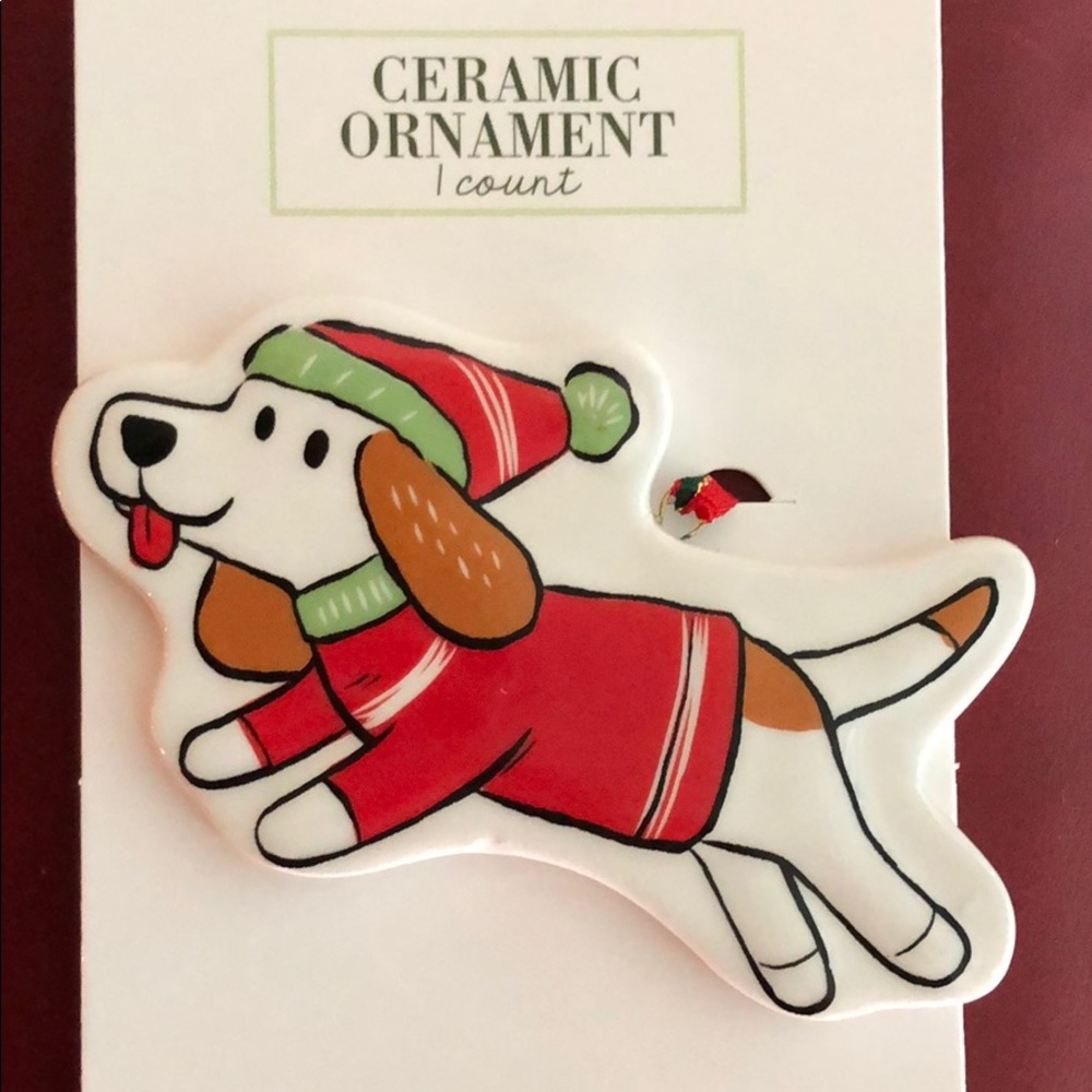 Beagle dog ceramic Christmas ornament nwt